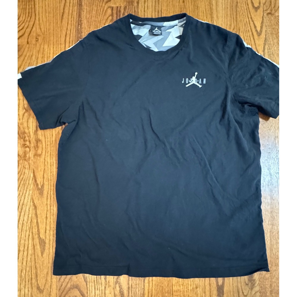 Jordan‎ Brand Mens Black Graphic T Shirt Large 3XL Geometric Print Back